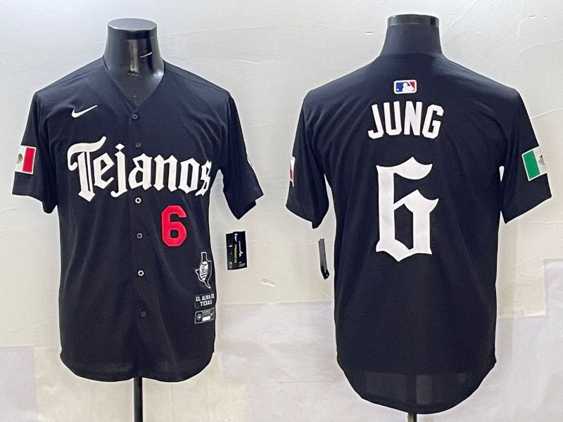 Men Texas Rangers #6 Jung Black Five generations Joint Name 2025 Nike MLB Jersey style 4